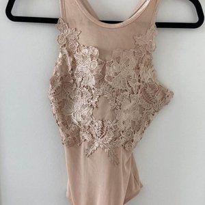 NWT Nude Floral Lace Bodysuit (S)